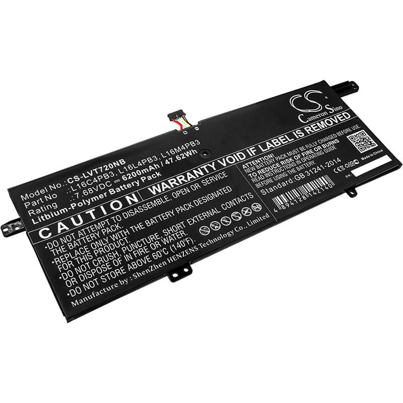 7.68V, 6200mAh, Li-Polymer Battery fits Lenovo, Ideapad 720s, Ideapad 720s-13, 47.616Wh
