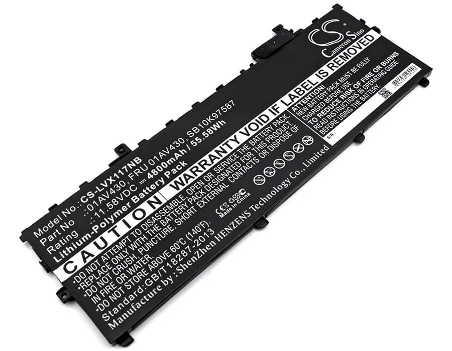 11.58V, 4800mAh, Li-Polymer Battery fits Lenovo, Thinkpad X1 Carbon 2017, Thinkpad X1 Carbon 2017-20hr00, 55.584Wh