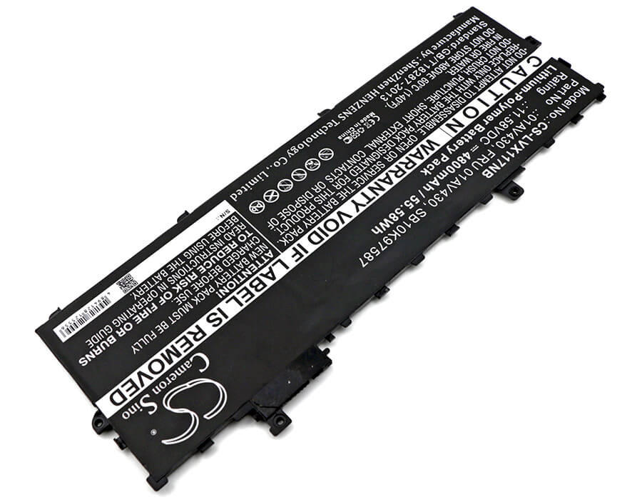 11.58V, 4800mAh, Li-Polymer Battery fits Lenovo, Thinkpad X1 Carbon 2017, Thinkpad X1 Carbon 2017-20hr00, 55.584Wh
