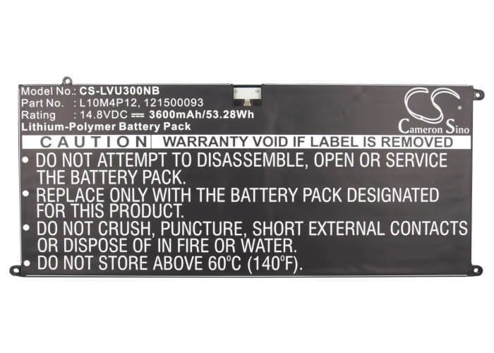 14.8V, 3600mAh, Li-Polymer Battery fits Lenovo, Ideapad U300, Ideapad U300s, 53.28Wh