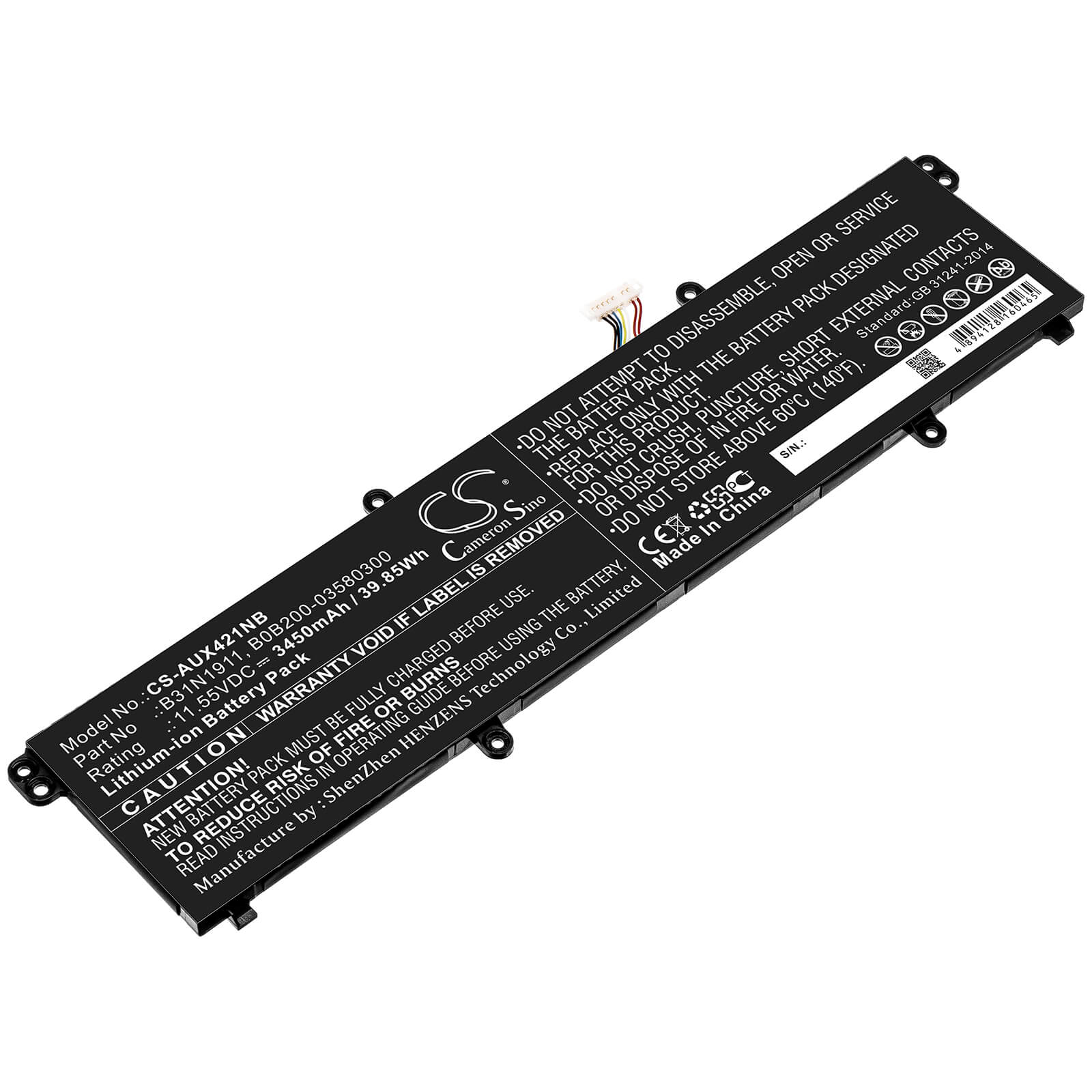 11.55V, 3450mAh, Li-ion Battery fits Asus, A413ff, F413ff, 39.8475Wh