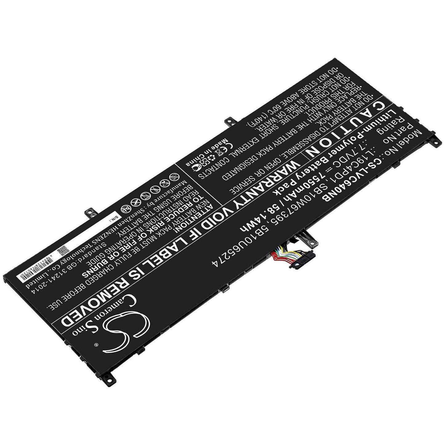 7.7V, 7550mAh, Li-Polymer Battery fits Lenovo, Yoga C640 13, Yoga C640 13iml, 58.135Wh