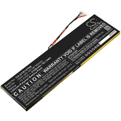 15.2V, 6100mAh, Li-Polymer Battery fits Gateway, Aero 14 K7, 92.72Wh