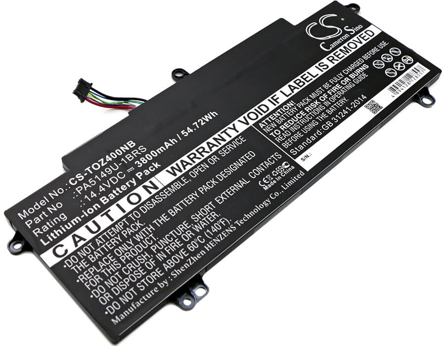 14.4V, 3800mAh, Li-ion Battery fits Toshiba, Tecra Z40-a-10k, Tecra Z40-a-10t, 54.72Wh