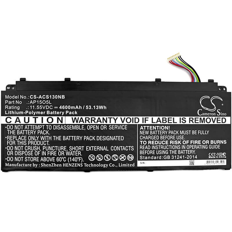11.55V, 4600mAh, Li-Polymer Battery fits Acer, Aspire S 13, Aspire S 13 S5-371-52jr, 53.13Wh