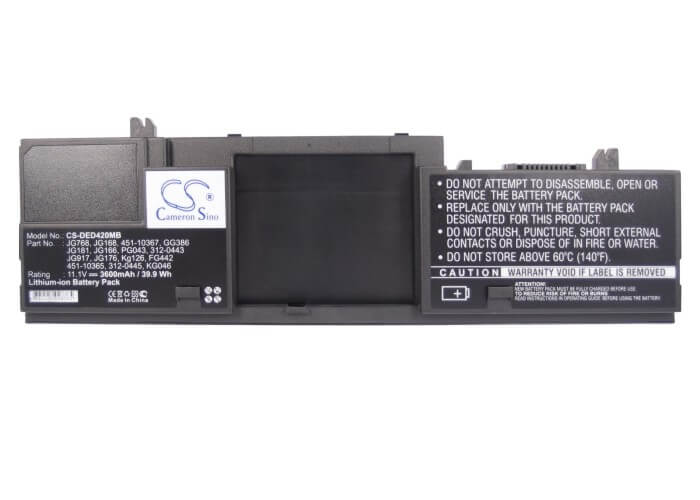 11.1V, 3600mAh, Li-ion Battery fits Dell, Latitude D420, Latitude D430, 39.96Wh