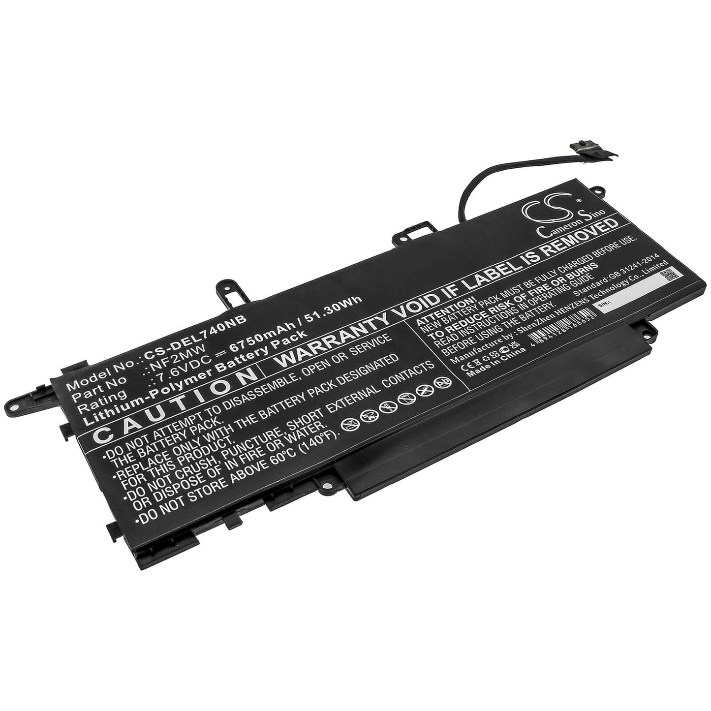 7.6V, 6750mAh, Li-Polymer Battery fits Dell, Latitude 7310 2-in-1, Latitude 7400 2-in-1, 51.3Wh