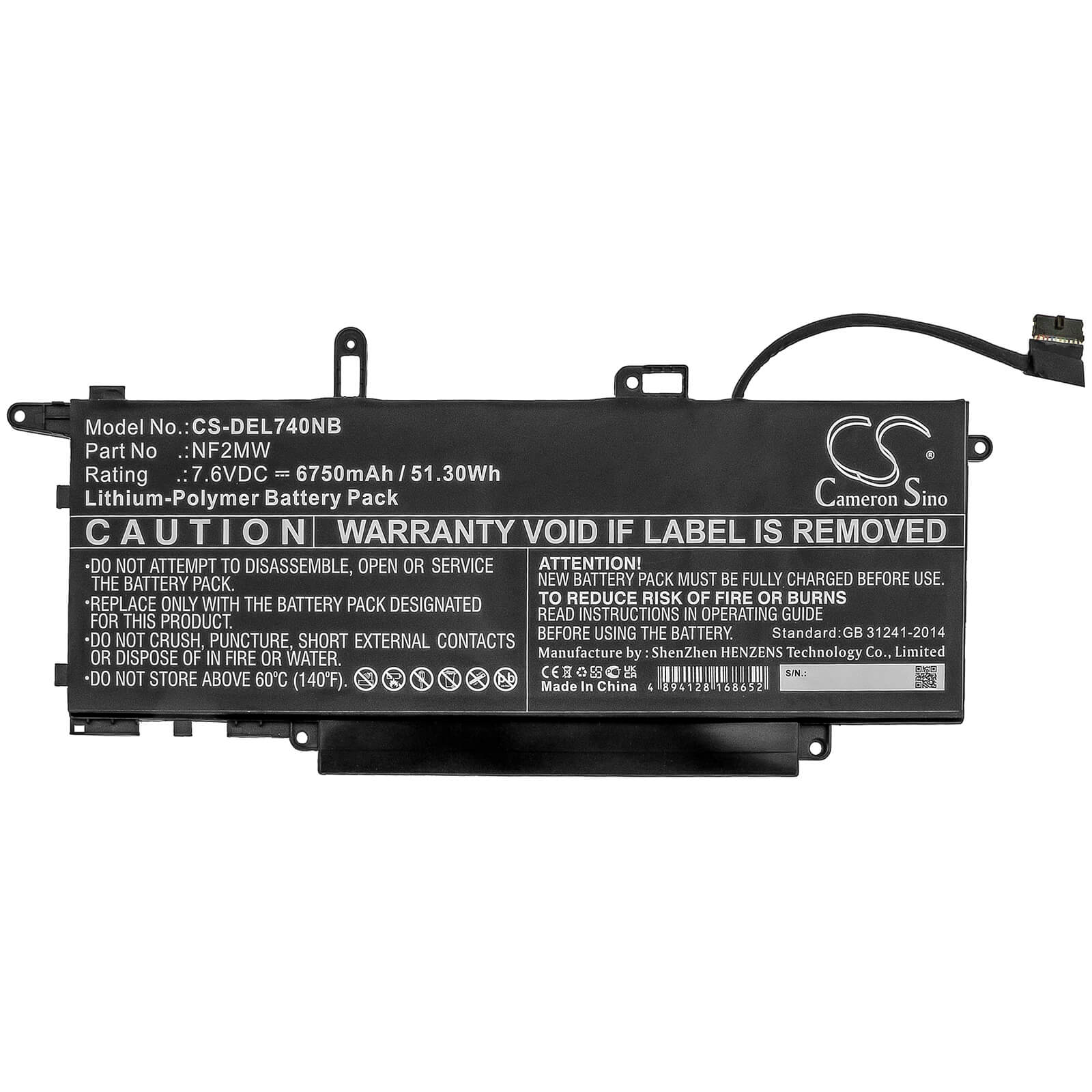 7.6V, 6750mAh, Li-Polymer Battery fits Dell, Latitude 7310 2-in-1, Latitude 7400 2-in-1, 51.3Wh
