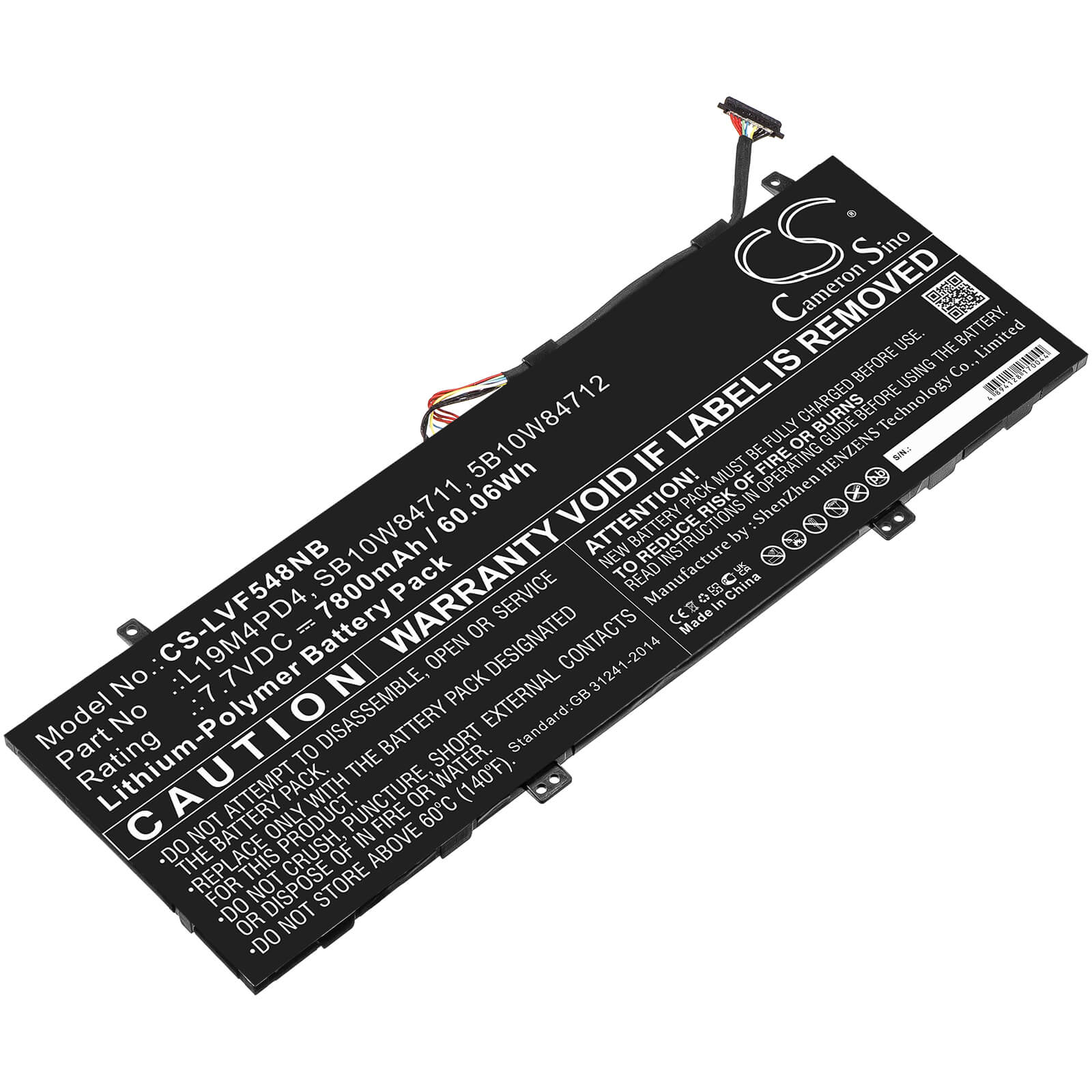 7.7V, 7800mAh, Li-Polymer Battery fits Lenovo, Flex 5g, Flex 5g-14q8cx05(81xe/82ak), 60.06Wh