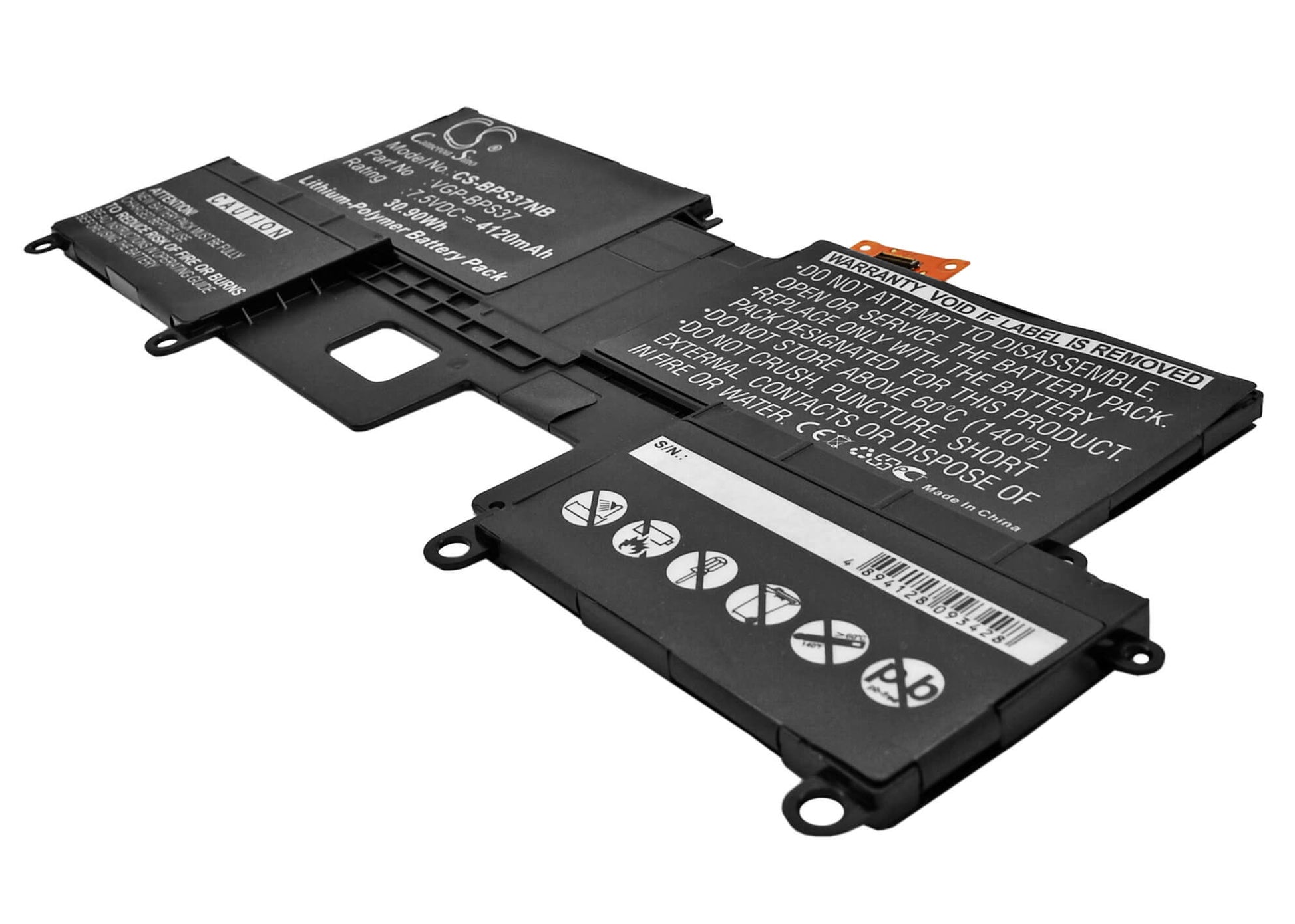7.5V, 4120mAh, Li-Polymer Battery fits Sony, Svp11214cxb, Svp11216cw, 30.9Wh
