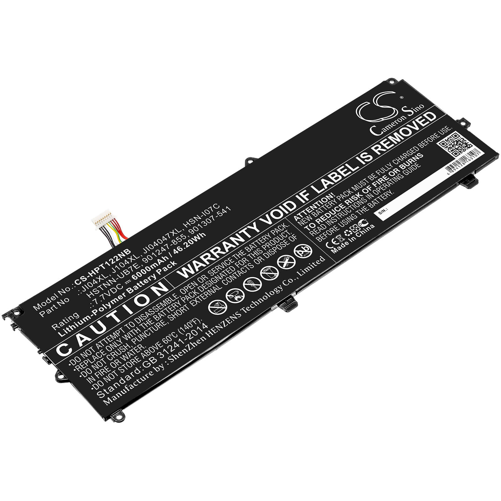 7.7V, 6000mAh, Li-Polymer Battery fits Hp, Elite X2 1012 G2, Elite X2 1012 G2 (1ke33aw), 46.2Wh