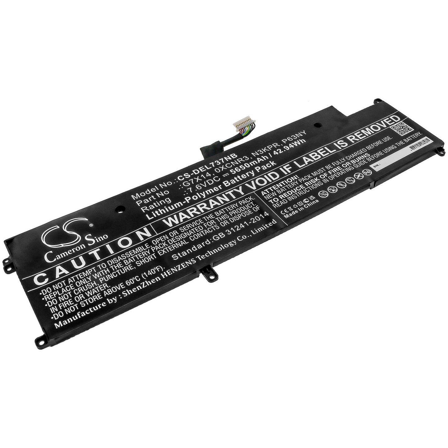 7.6V, 5650mAh, Li-Polymer Battery fits Dell, Latitude 13 7370, Latitude 7370, 42.94Wh