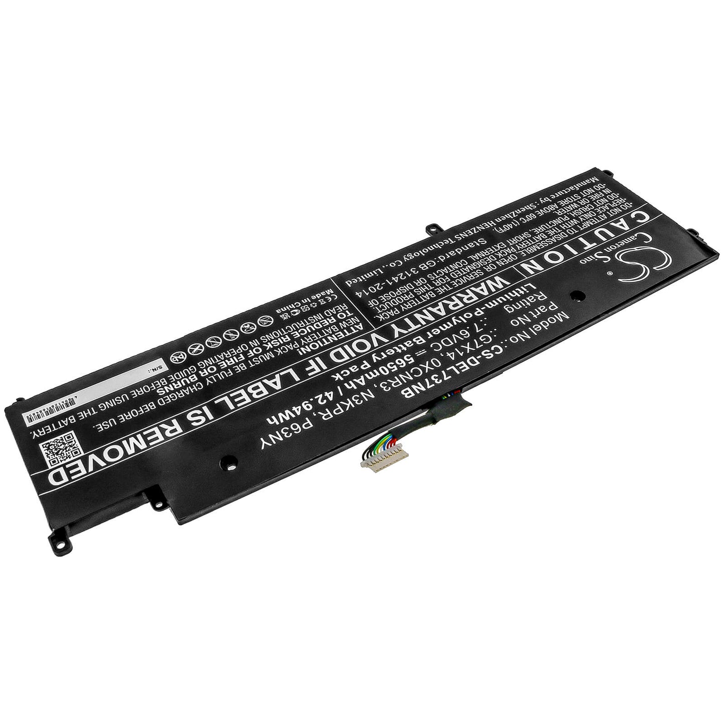 7.6V, 5650mAh, Li-Polymer Battery fits Dell, Latitude 13 7370, Latitude 7370, 42.94Wh