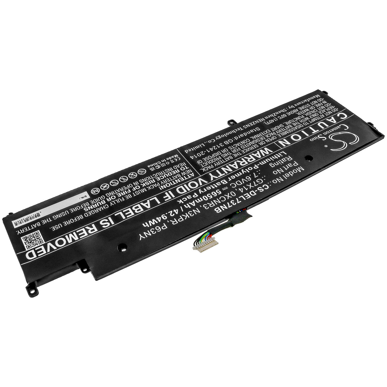 7.6V, 5650mAh, Li-Polymer Battery fits Dell, Latitude 13 7370, Latitude 7370, 42.94Wh