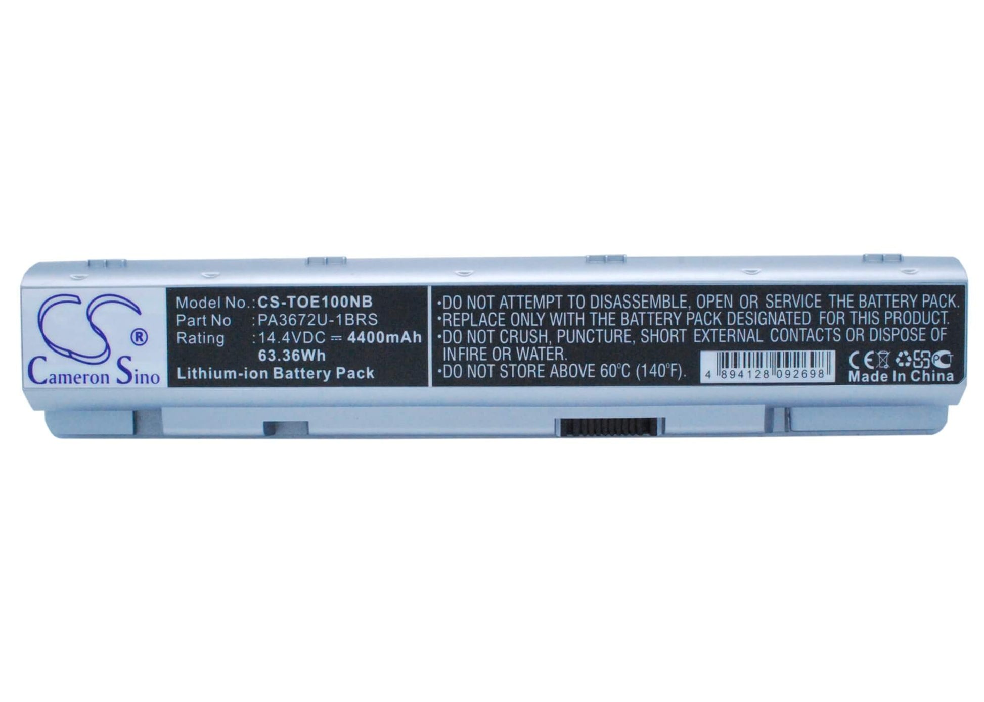 14.4V, 4400mAh, Li-ion Battery fits Toshiba, Satellite E100, Satellite E105, 63.36Wh