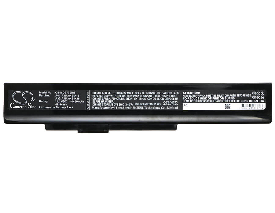 11.1V, 4400mAh, Li-ion Battery fits Msi, A6400, Cr640dx, 48.84Wh