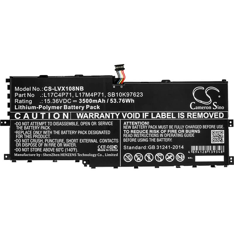 15.36V, 3500mAh, Li-Polymer Battery fits Lenovo, Thinkpad X1 Yoga 2018, Thinkpad X1 Yoga 2018 (20ld000, 53.76Wh