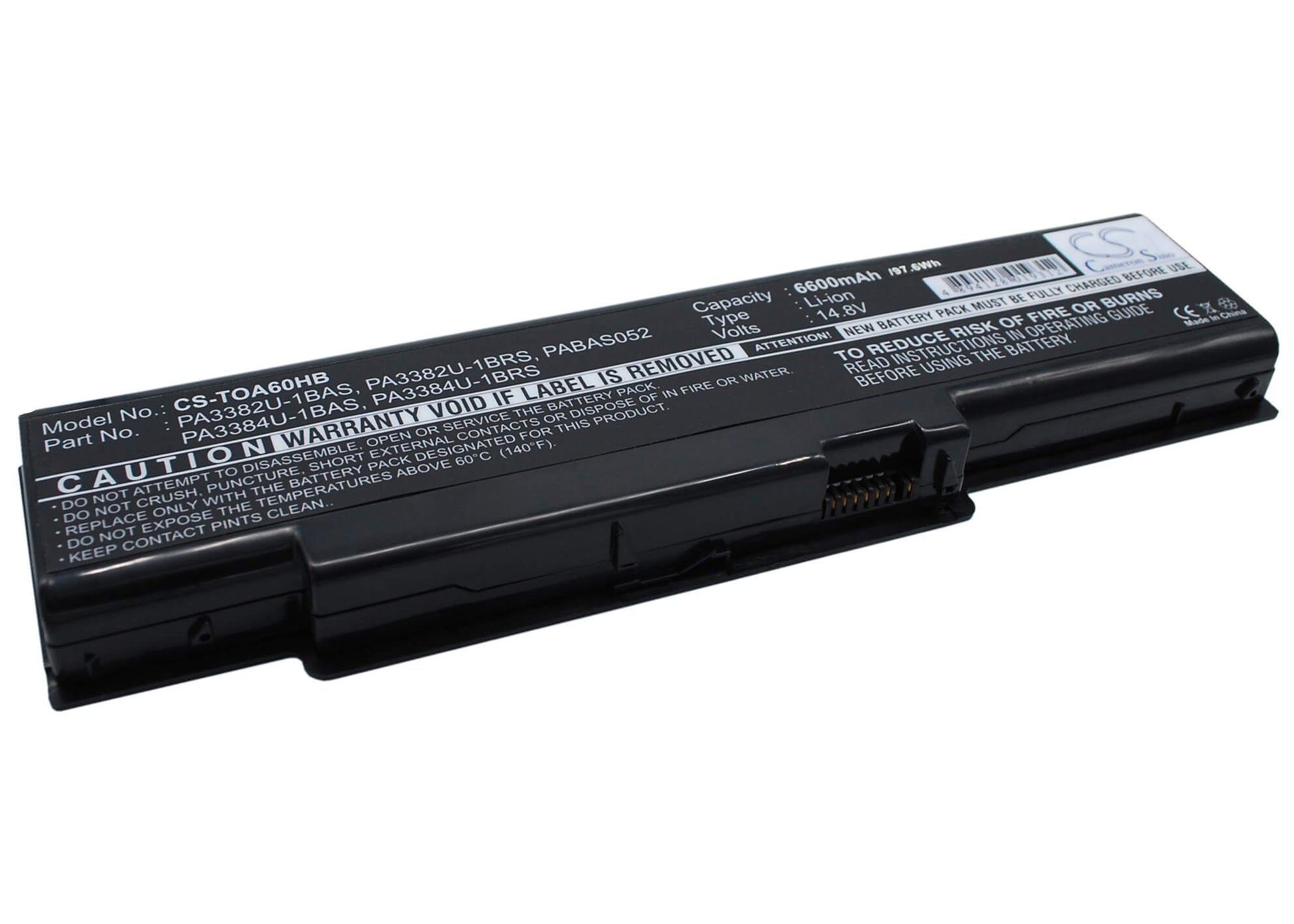 14.8V, 6600mAh, Li-ion Battery fits Toshiba, Dynabook Aw2, Dynabook Ax/2, 97.68Wh