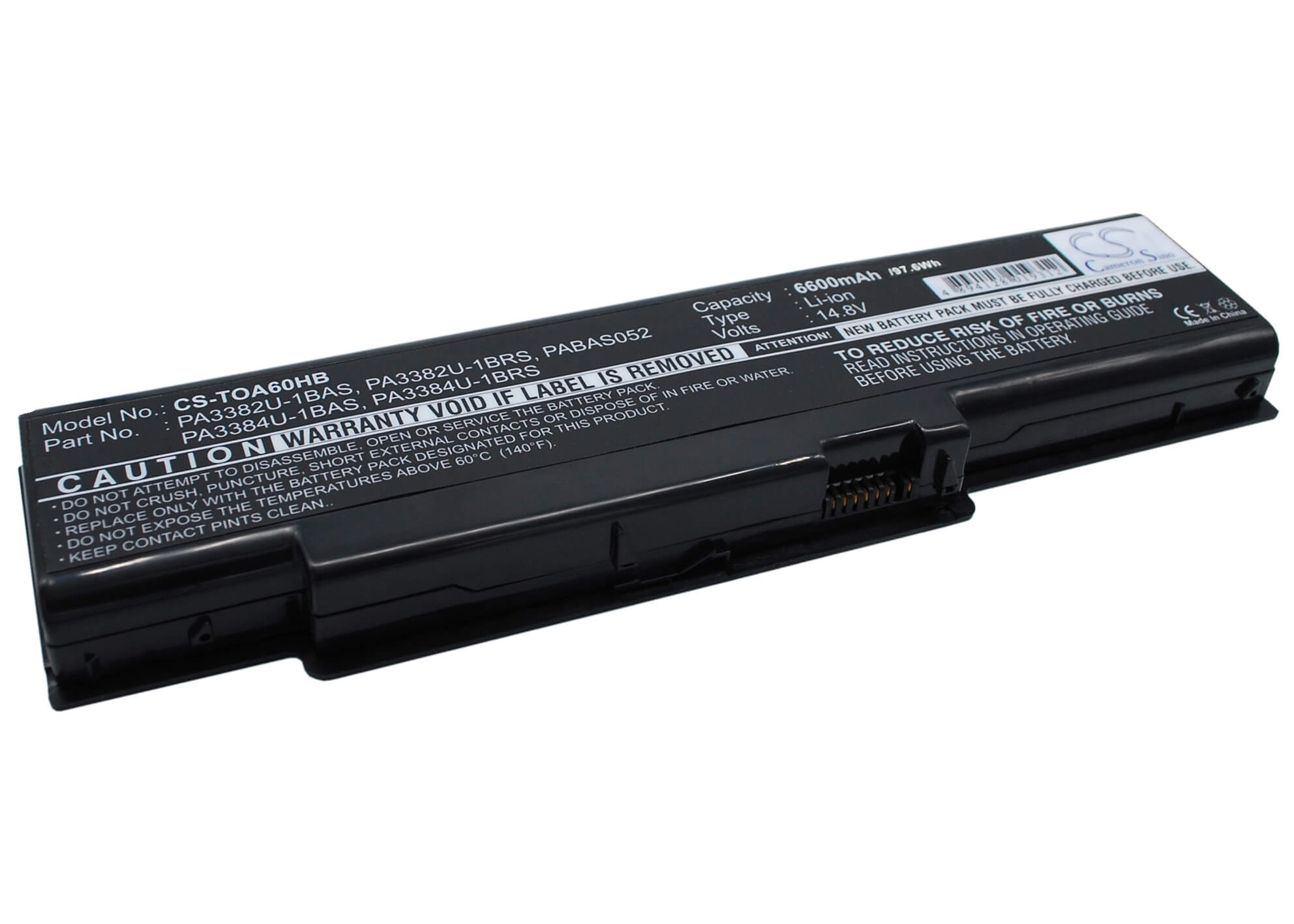 14.8V, 6600mAh, Li-ion Battery fits Toshiba, Dynabook Aw2, Dynabook Ax/2, 97.68Wh