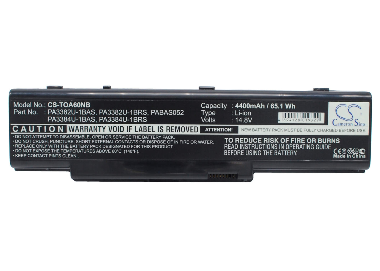 14.8V, 4400mAh, Li-ion Battery fits Toshiba, Dynabook Aw2, Dynabook Ax/2, 65.12Wh