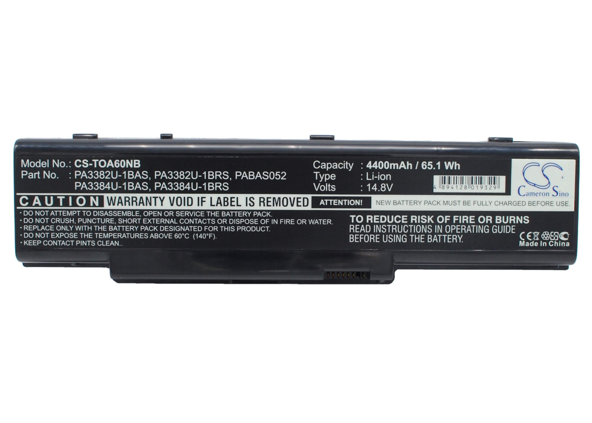14.8V, 4400mAh, Li-ion Battery fits Toshiba, Dynabook Aw2, Dynabook Ax/2, 65.12Wh