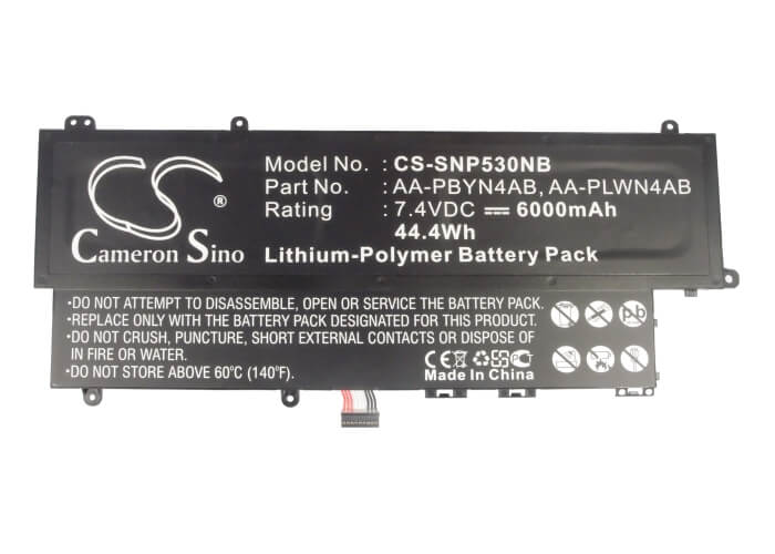 7.4V, 6000mAh, Li-Polymer Battery fits Samsung, 530u3, 530u3 Series, 44.4Wh