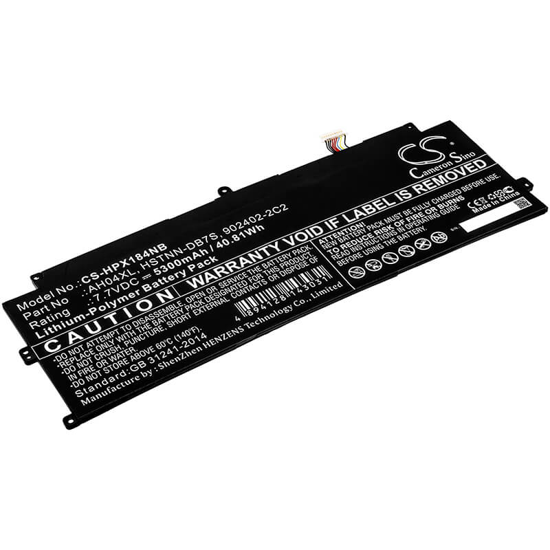 7.7V, 5300mAh, Li-Polymer Battery fits Hp, Spectre X2 12 Detachable Pc, Spectre X2 Detachable, 40.81Wh