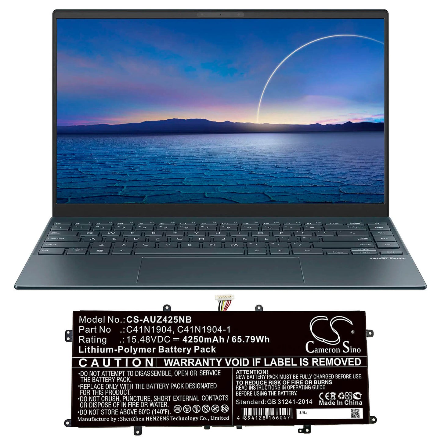 15.48V, 4250mAh, Li-Polymer Battery fits Asus, Deluxe 14s, Ux425ia, 65.79Wh