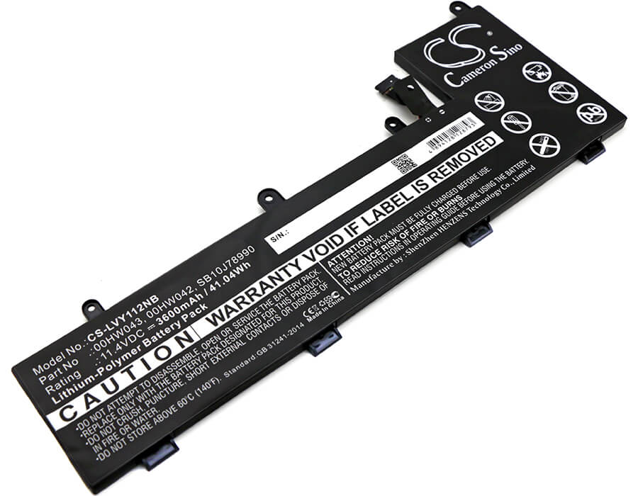 11.4V, 3600mAh, Li-Polymer Battery fits Lenovo, Thinkpad Yoga 11e Chromebook, Thinkpad Yoga 11e Chromebook 2, 41.04Wh