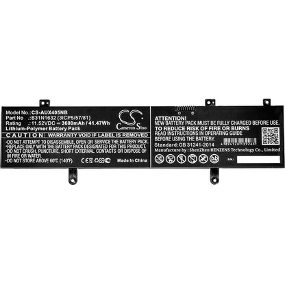 11.52V, 3600mAh, Li-Polymer Battery fits Asus, Vivobook 14, X405, 41.472Wh
