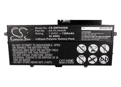 7.6V, 7300mAh, Li-Polymer Battery fits Samsung, Ativ Book 9 Plus, Np940x3g, 55.48Wh