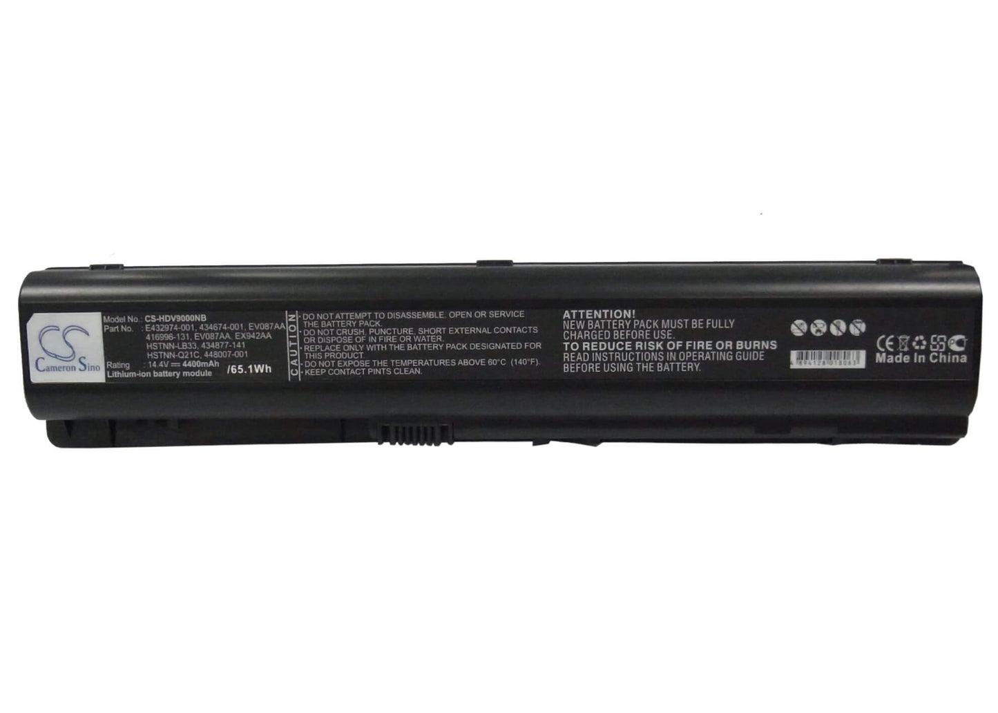 14.4V, 4400mAh, Li-ion Battery fits Hp, Pavilion Dv9000, Pavilion Dv9000ea, 63.36Wh