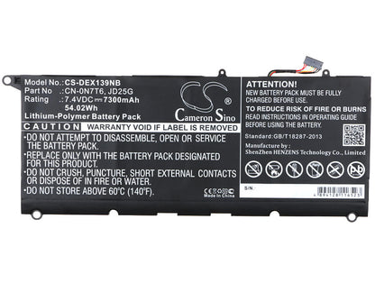 7.4V, 7300mAh, Li-Polymer Battery fits Dell, Xps 13 2015 9343, Xps 13 9343, 54.02Wh