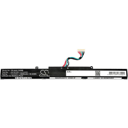 15.0V, 2600mAh, Li-ion Battery fits Asus, Gl752jw, Gl752vl, 39Wh