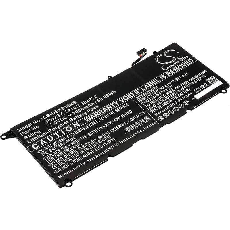 7.6V, 7850mAh, Li-Polymer Battery fits Dell, Xps 13 9360, Xps 13 9360-d1605g, 59.66Wh