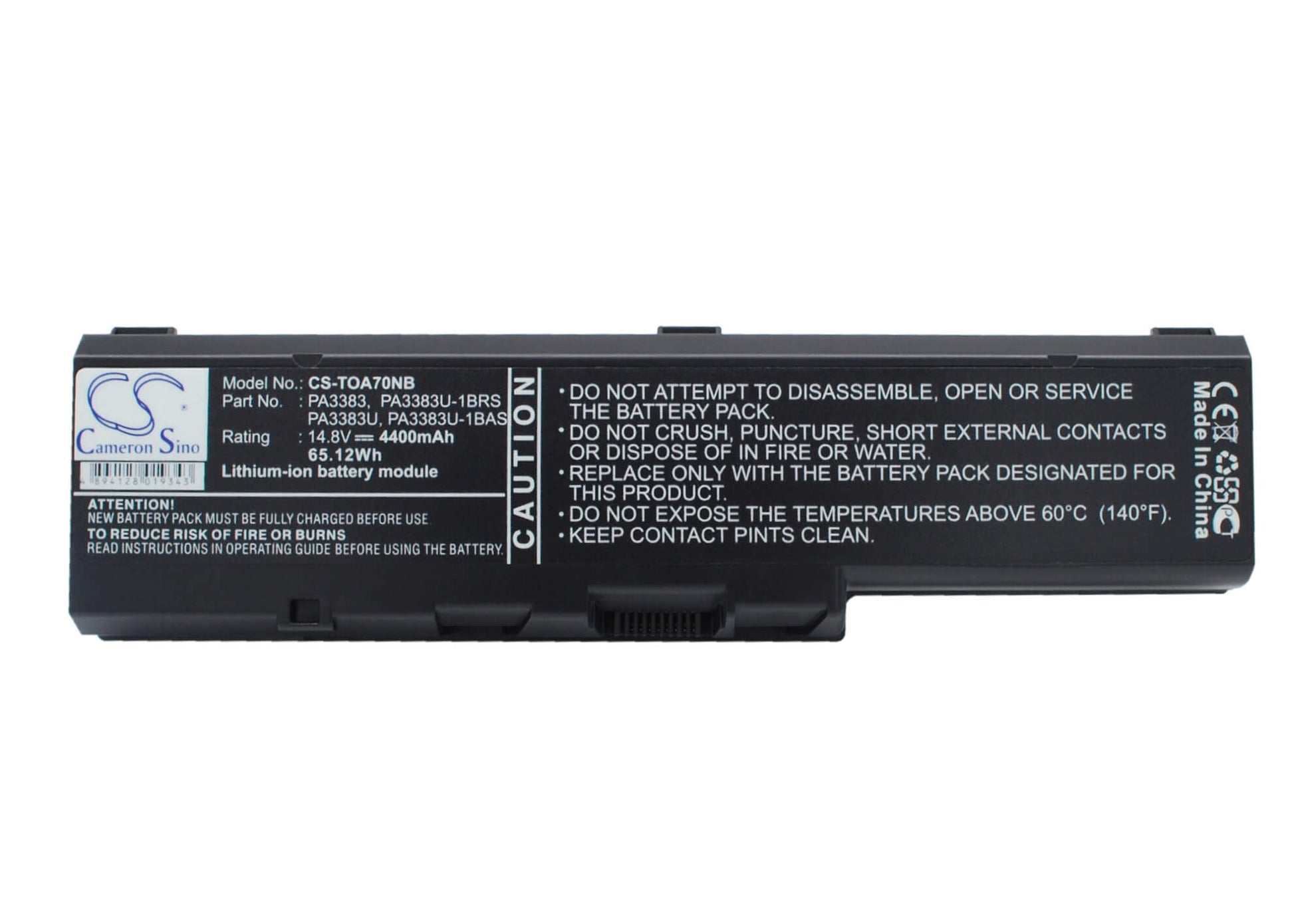 14.8V, 4400mAh, Li-ion Battery fits Toshiba, Satellite A70, Satellite A70-s2362, 65.12Wh