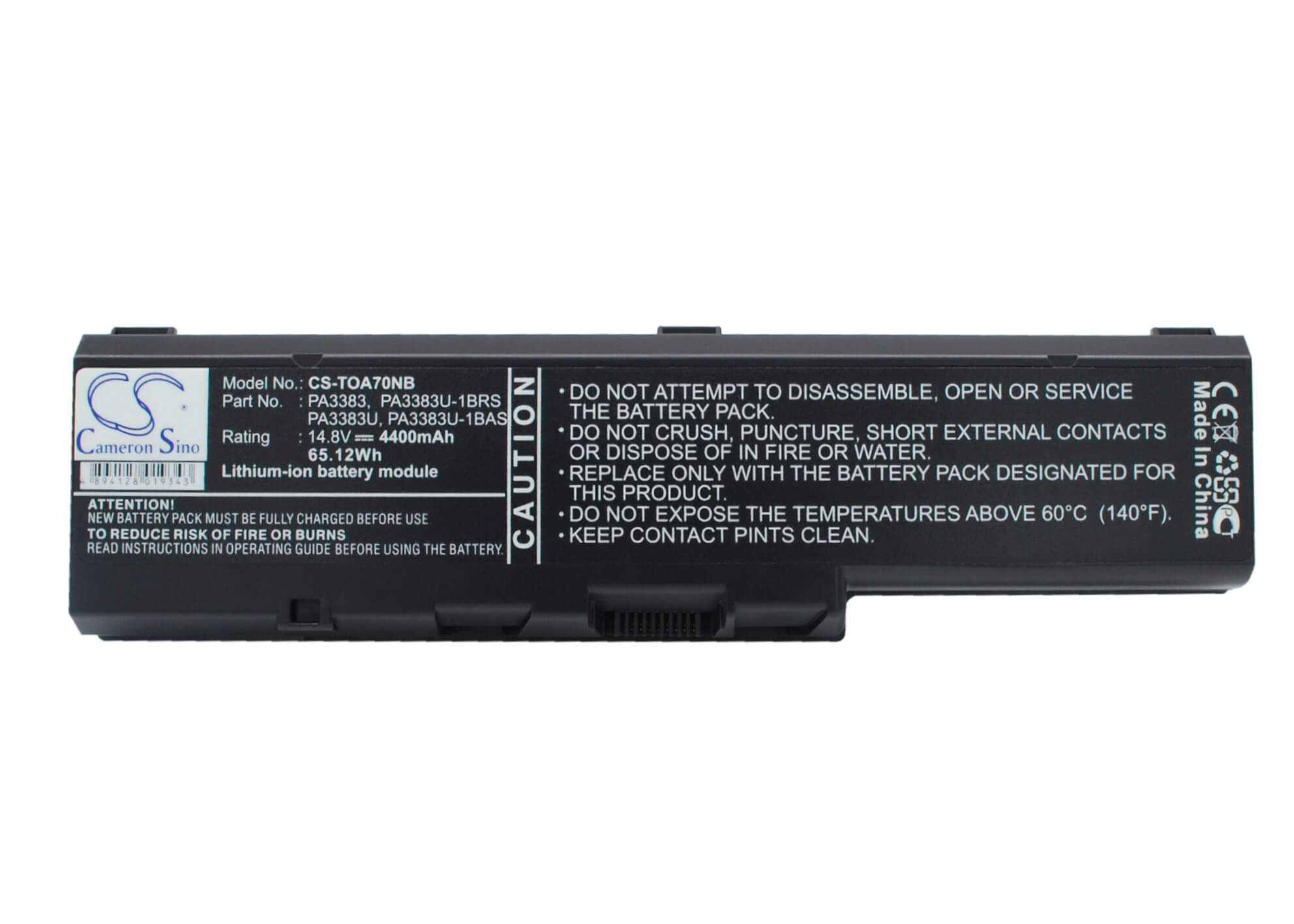 14.8V, 4400mAh, Li-ion Battery fits Toshiba, Satellite A70, Satellite A70-s2362, 65.12Wh