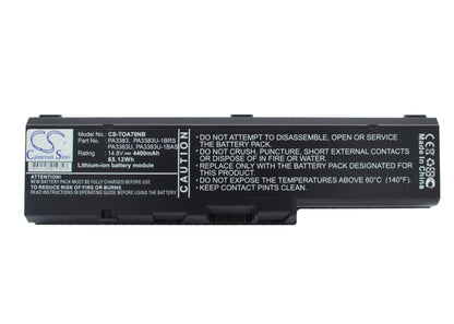 14.8V, 4400mAh, Li-ion Battery fits Toshiba, Satellite A70, Satellite A70-s2362, 65.12Wh