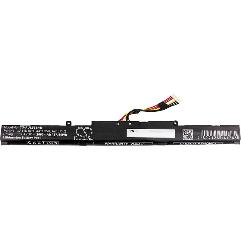 14.4V, 2600mAh, Li-ion Battery fits Asus, Gl553vd, Gl553vd-1a, 37.44Wh