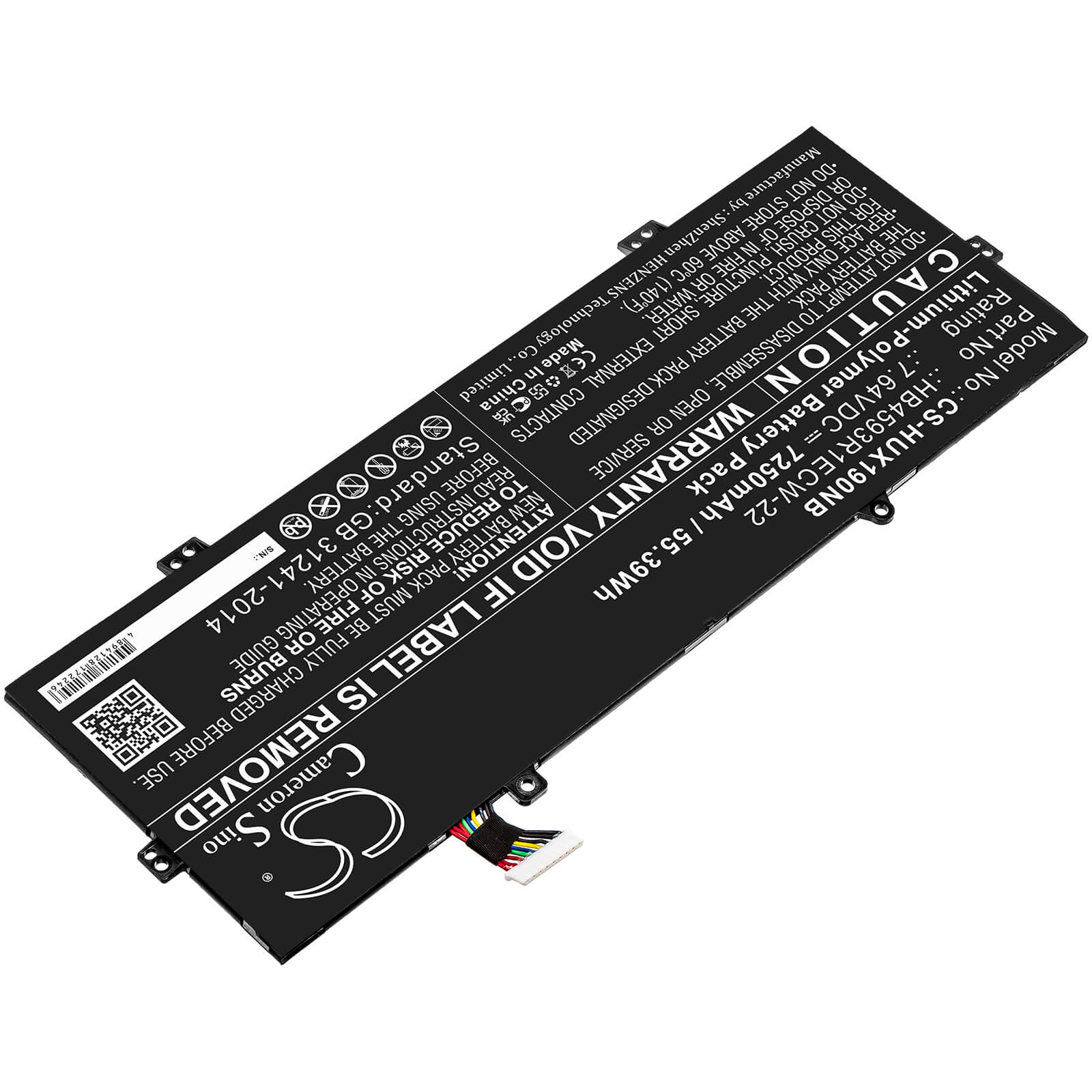 7.64V, 7250mAh, Li-Polymer Battery fits Huawei, Mach-w19l, Matebook X Pro 2020, 55.39Wh