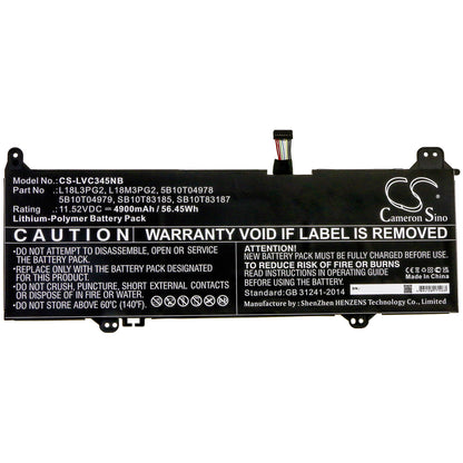 11.52V, 4900mAh, Li-Polymer Battery fits Lenovo, 14e Chromebook 81mh000yau, 14e Chromebook 81mh0011au, 56.448Wh