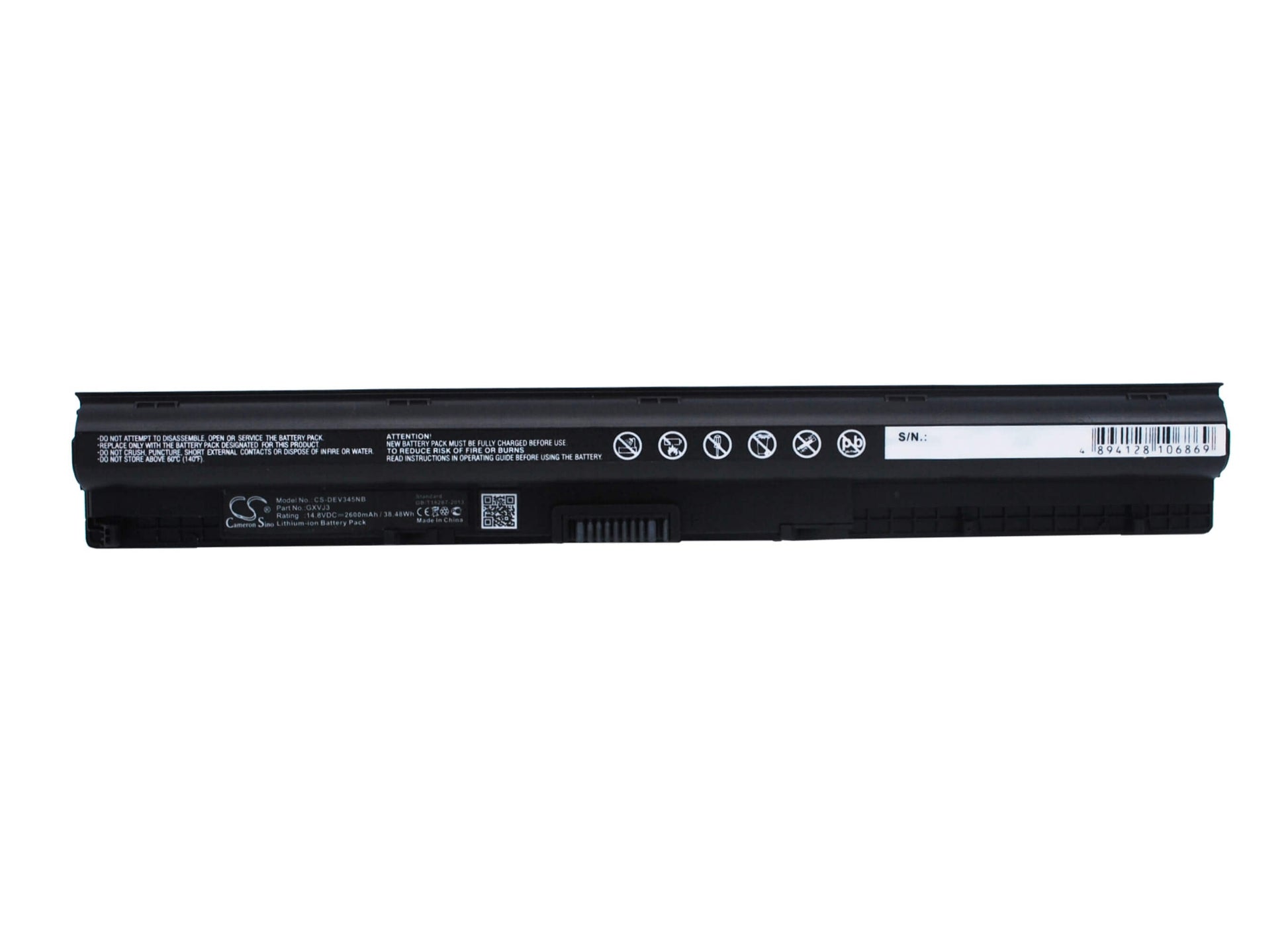 14.8V, 2600mAh, Li-ion Battery fits Dell, 14 5000(5458), 14vd-3525s, 38.48Wh