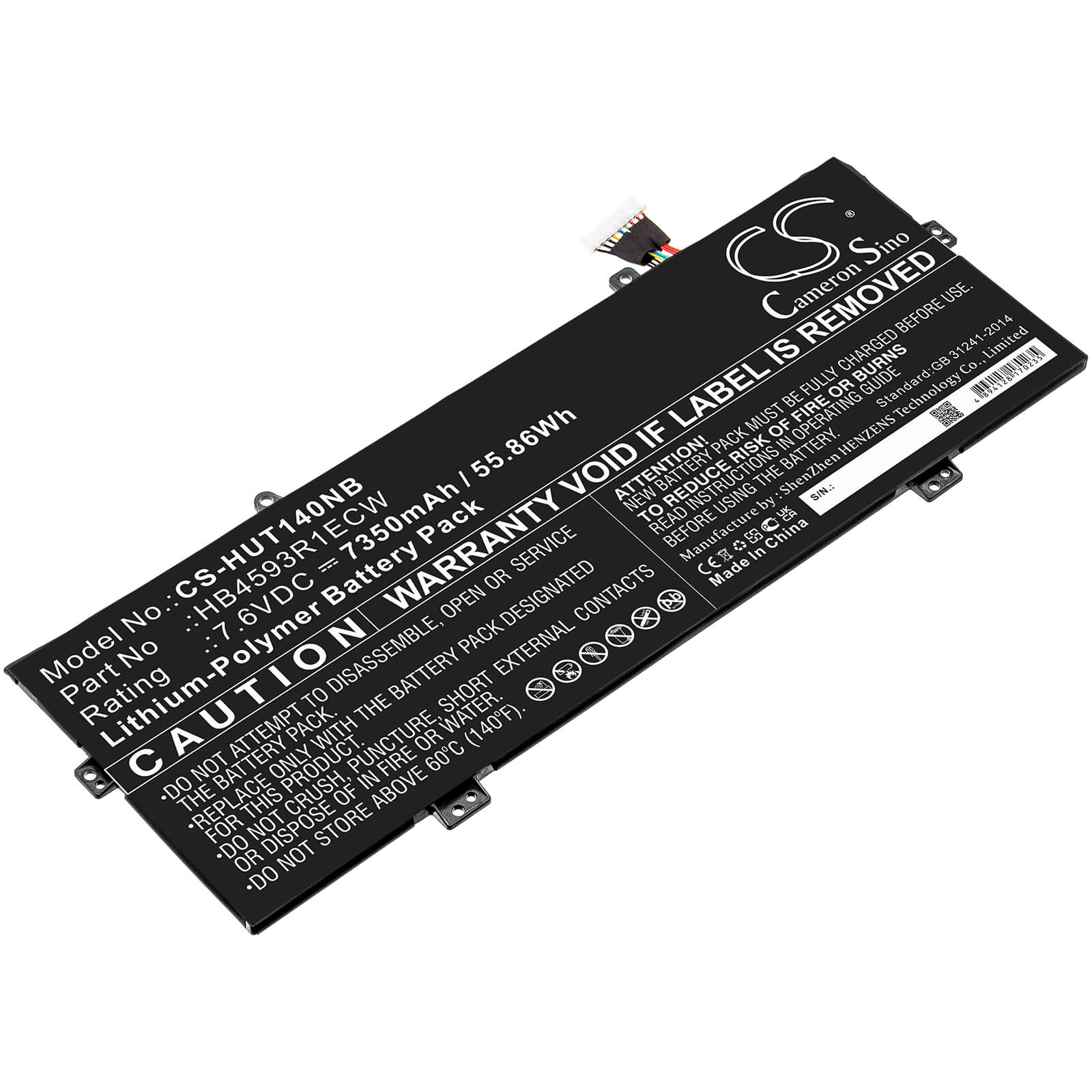 7.6V, 7350mAh, Li-Polymer Battery fits Huawei, Book X Pro I5-8250u 256gb, Book X Pro I5-8250u 8gb, 55.86Wh