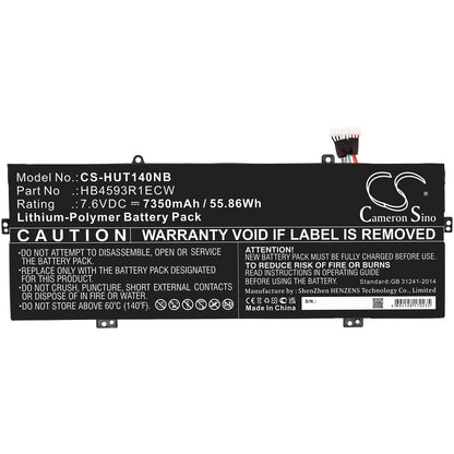 7.6V, 7350mAh, Li-Polymer Battery fits Huawei, Book X Pro I5-8250u 256gb, Book X Pro I5-8250u 8gb, 55.86Wh