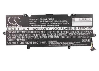 7.6V, 7500mAh, Li-Polymer Battery fits Samsung, 530u4e, 730u3e, 57Wh