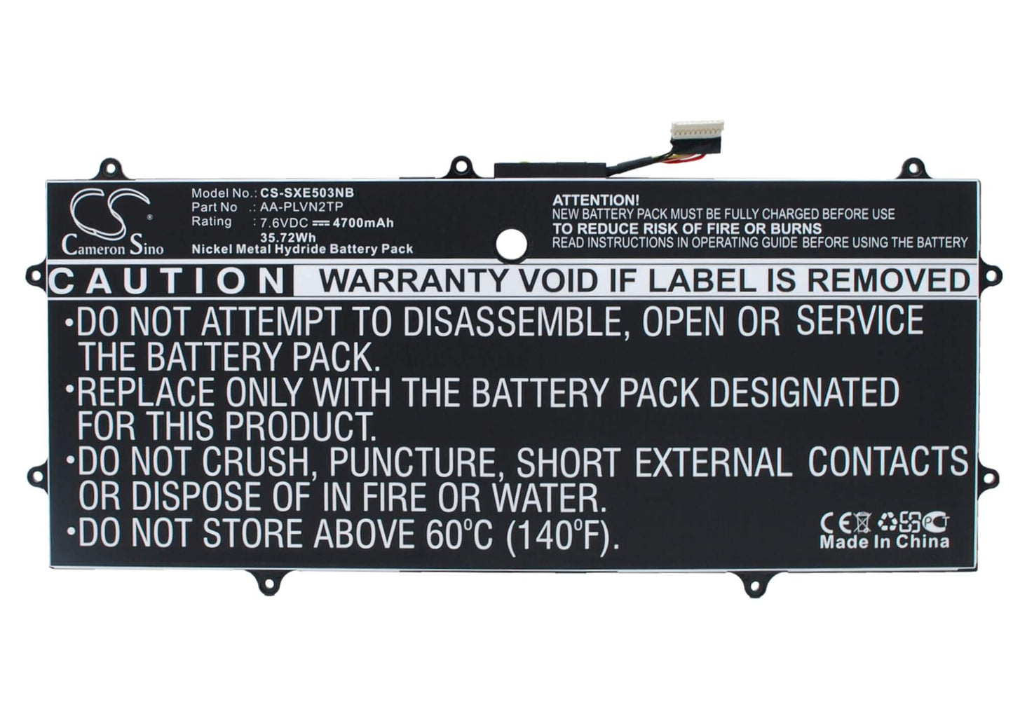 7.6V, 4700mAh, Li-Polymer Battery fits Samsung, Chromebook 2 13.3", Xe503c32, 35.72Wh