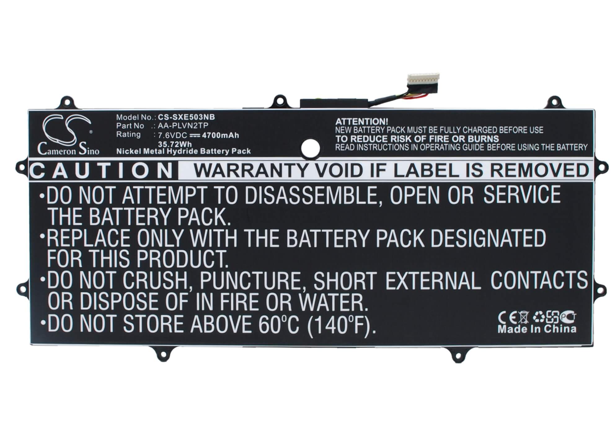 7.6V, 4700mAh, Li-Polymer Battery fits Samsung, Chromebook 2 13.3", Xe503c32, 35.72Wh
