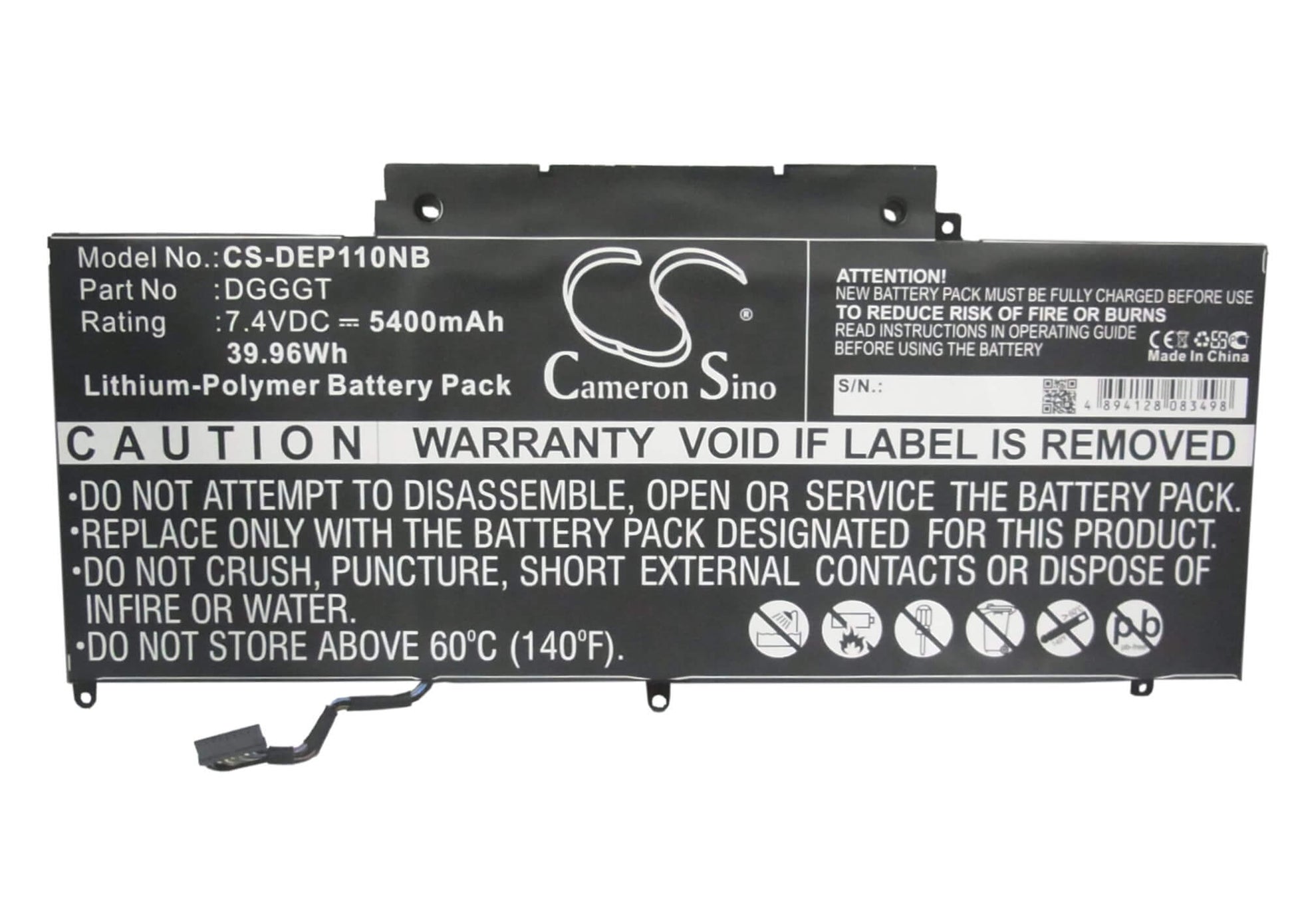 7.4V, 5400mAh, Li-Polymer Battery fits Dell, Xps 11, Xps11-1308t, 39.96Wh
