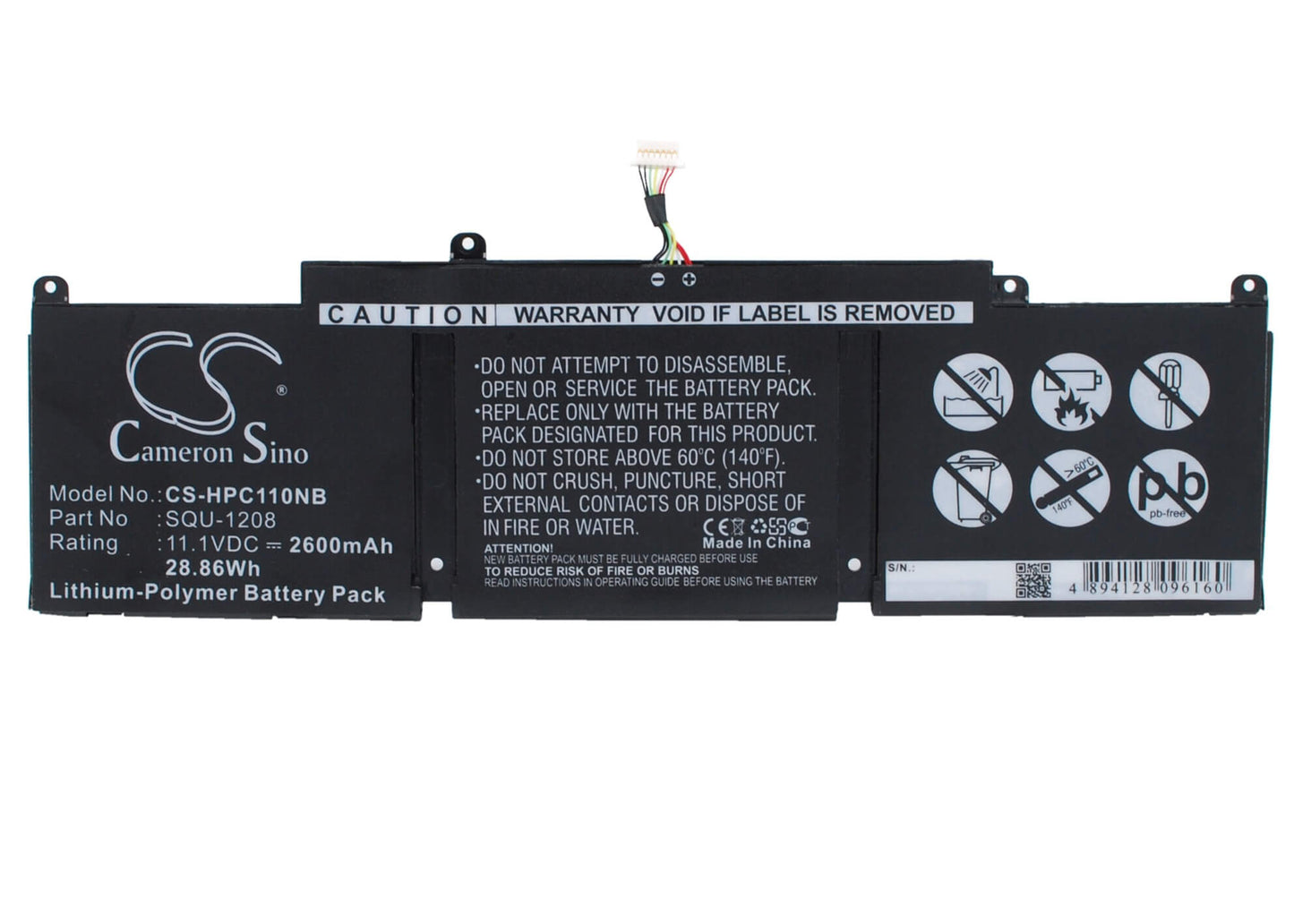 11.1V, 2600mAh, Li-Polymer Battery fits Hp, Chromebook 11, Chromebook 11 2000, 28.86Wh