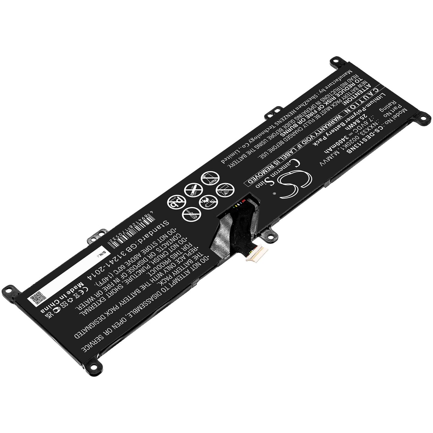 7.6V, 3400mAh, Li-Polymer Battery fits Dell, Inspiron 11 3195 2-in-1, 25.84Wh